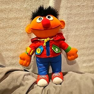Vintage Playskool 1990s Sesame Street "Dress Me Up Ernie" w/Hoodie 13" Plush